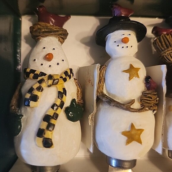 Set of 4 Debbie Mumm Cheese Butter Spreader Set Knives 1999 Snowman New - Picture 2 of 8